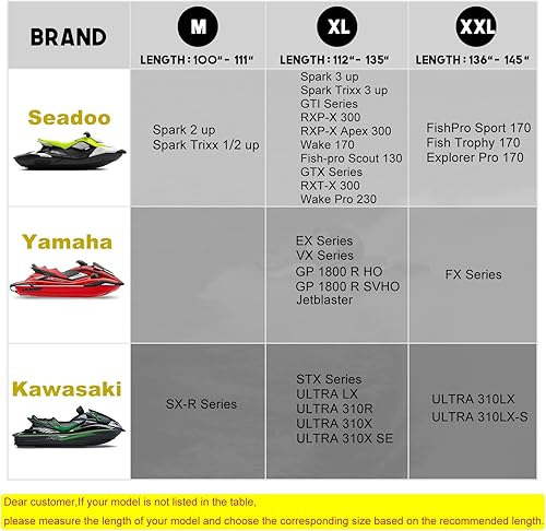 Miniatura 2 de LIBZAKI - Cubierta PWC para moto acuática, 2-3 asientos, resistente al agua, 600D, resistente a los rayos UV, se adapta a Yamaha Sea-Doo Kawasaki de