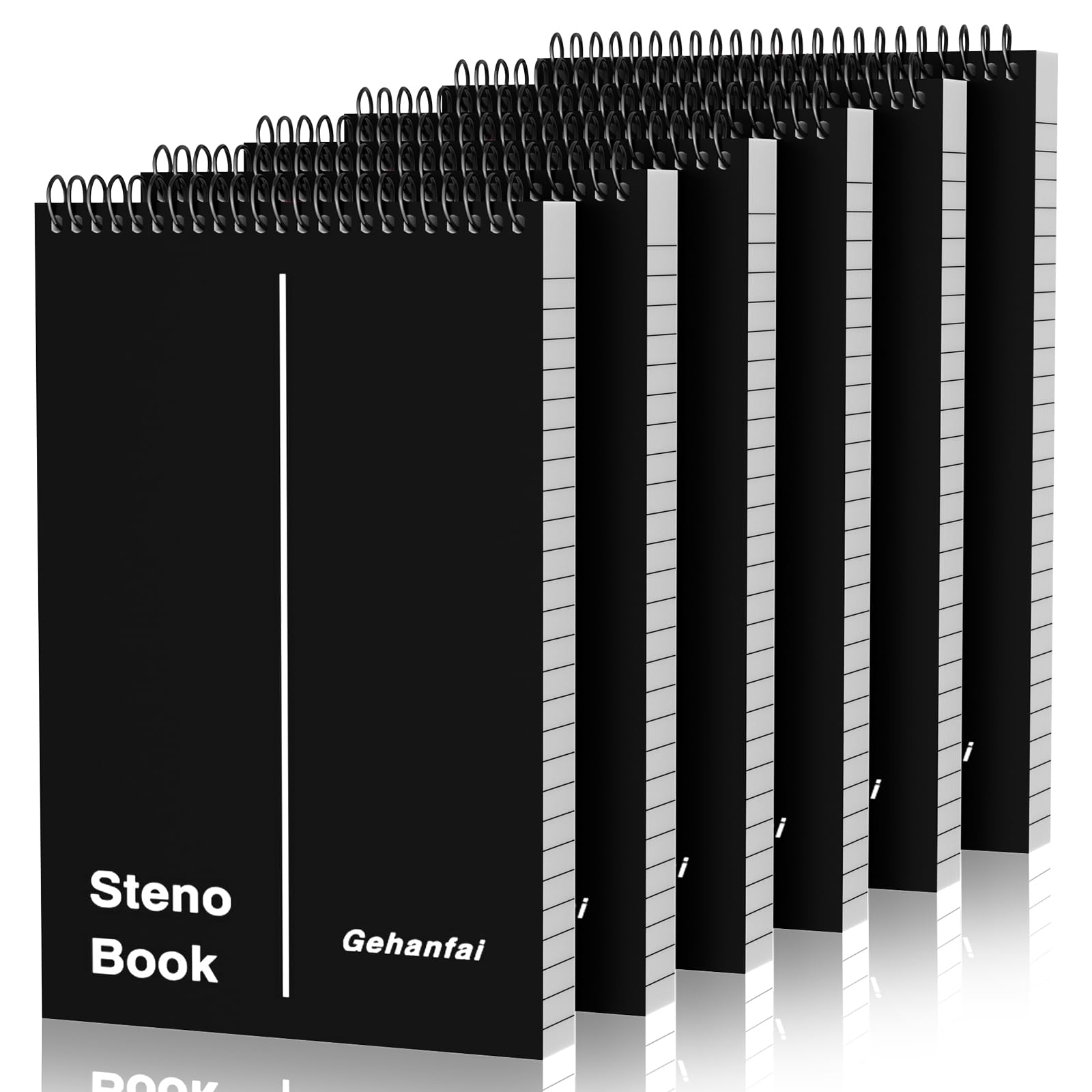 6 Pack Steno Pads 6x9, Gregg Rule, Spiral Notebook 6x9, White Paper
