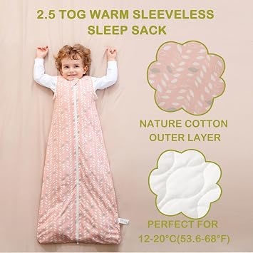 Baby Sleeping Bag 2.5 TOG Cotton Feather M | 100% Cotton baby sleeping bag, gentle on baby's skin with breathable winter warmth and cozy sleep comfort for 6-18M