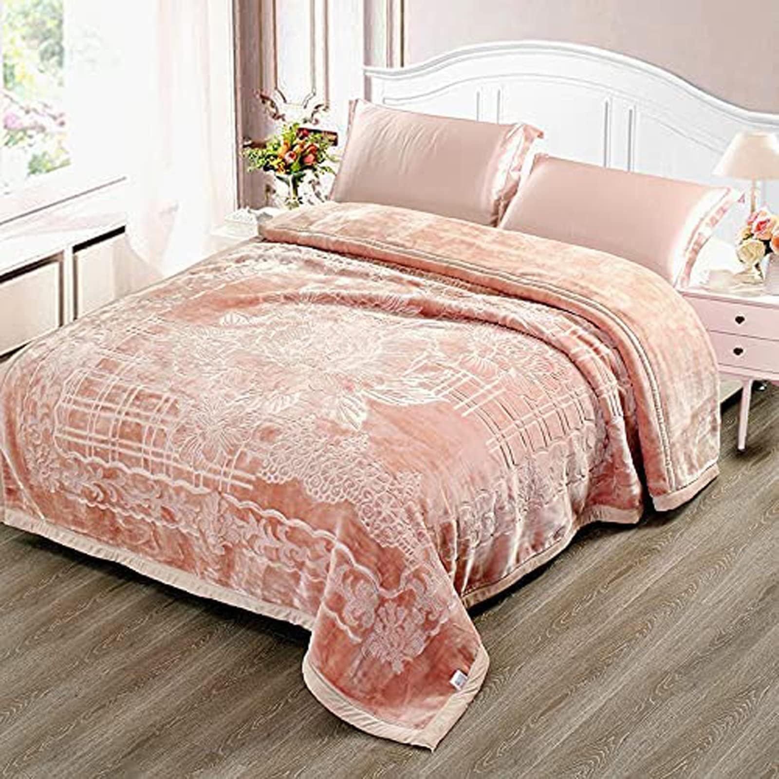 LGYKUMEG 2 Ply Reversible Fleece Plush Blanket King Size 80"x90", Thick Heavy Faux Fur Korean Mink Blanket, Silky Soft,Warm, Raschel Bed Blanket for Autumn Winter,200x230cm5kg