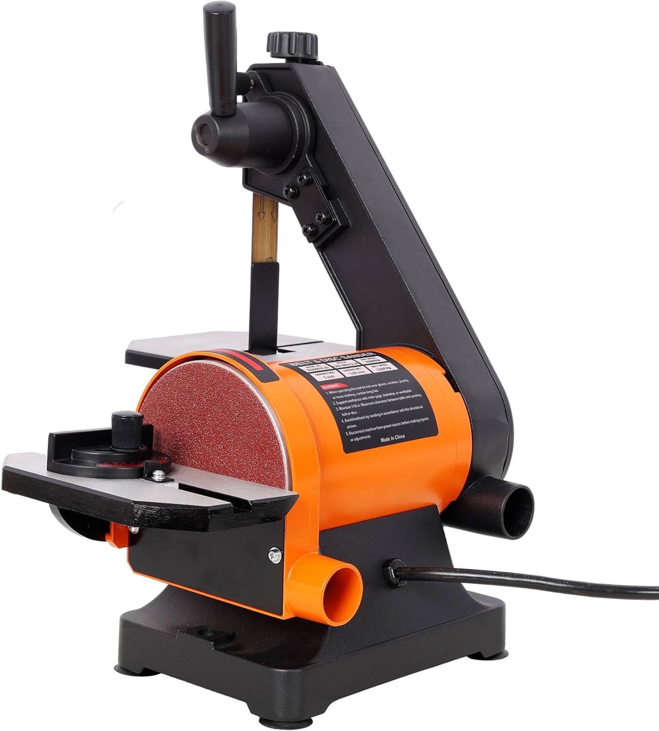 1x30" Benchtop Belt & Disc Sander – Precision Tracking, Tool-Free Belt Swap, 0-45° Adjustable Worktable w/Miter Gauge, Dual Dust Ports, Wrench Storage – Fits 1"x30" Belts & 5" Discs