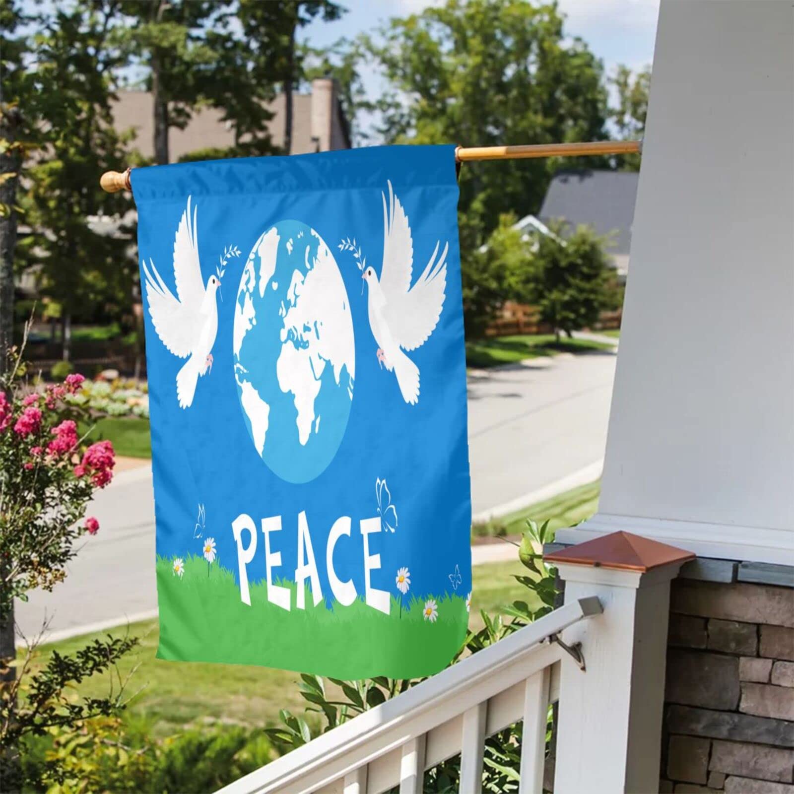 Friedenstaube Flagge 240x150 Cm – Blaue Frieden & Liebe Fahne, Polyester, Für Garten, Balkon & Events