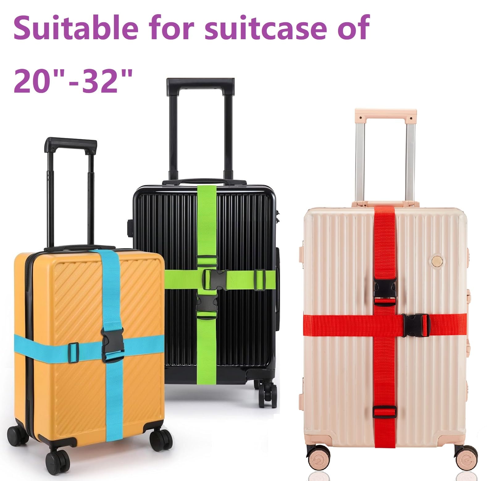 Sangle De Valise Réglable Avec Cadenas TSA - 100-200 Cm, Bleu Clair, Polypropylène - 8