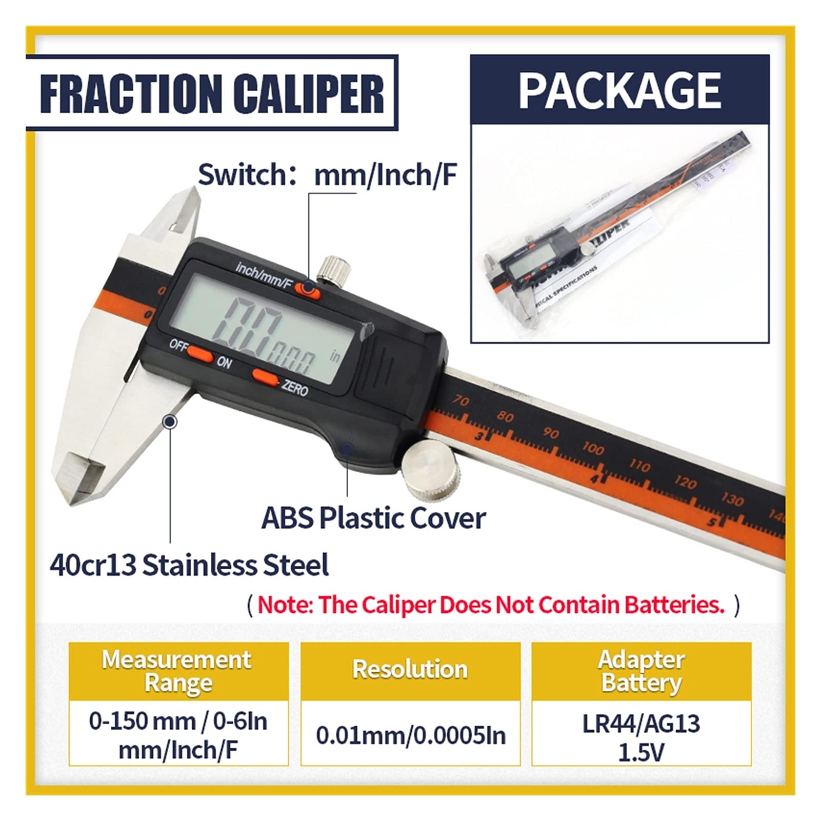 Zaczarowanie frakcji Metal Cyfrowy Caliper Materiał Ze Stali Nierdzewnej Instrumenty 150mm / 6w Micrometr Głębokość Narzędzie Pomiarowe,Precyzja i przejrzystość