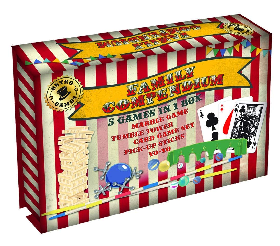 Amazon.com: Family Compendium of 5 Retro Games in Gift Box. Marbles, Tumble  Tower, Cards, Pick-Up Sticks, Yo-yo : Robert Frederick: Toys & Games