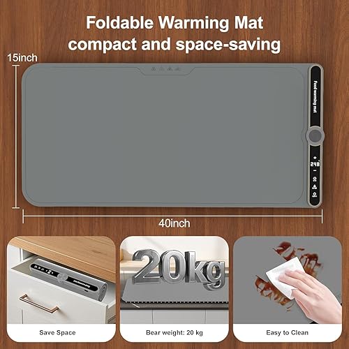 Miniatura 8 de Tapete de calentamiento extra grande para alimentos XXL: 40 x 15 pulgadas, calentadores electrónicos suaves de alimentos para fiestas, bufé