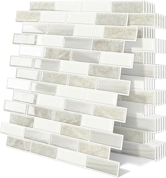 Beige Peel and Stick Backsplash 3D Self Adhesive Wall Tile 10 Sheet