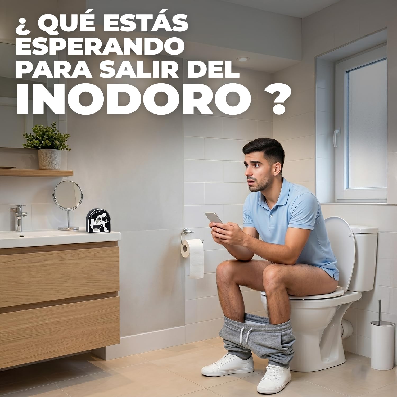 Toilet Timer® | Temporizador Divertido para el Inodoro | Timer de 5 Minutos para Aseos y el Baño | Idea de Regalo para Niños y Adultos | Fijación Rápida con Ventosa | OriginalCorner®