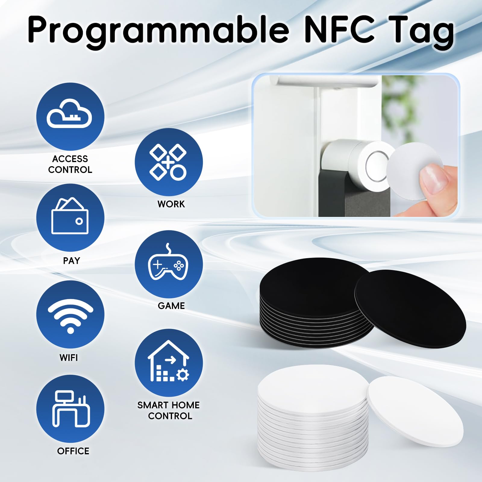 NFC Tag Ntag215 25 Pezzi Adesivi Riscrivibili 504 Byte 25 Mm Compatibili Smartphone NFC