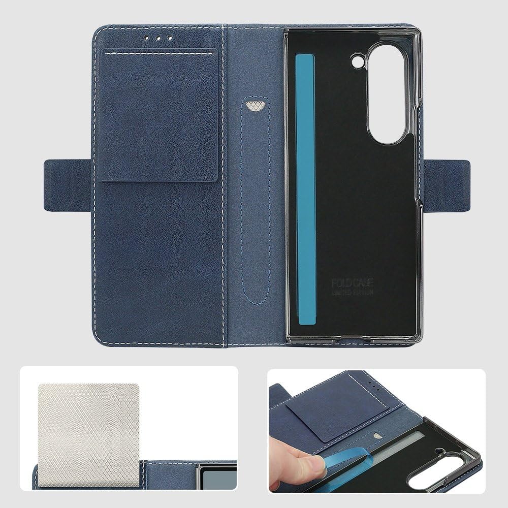 Etui na telefon komórkowy z klapką ze skóry PU, biznesowe, pasujące do Samsunga Galaxy Z Fold 7 6 5, z regulowaną podstawką, zielone, do Samsunga Z Fold 6