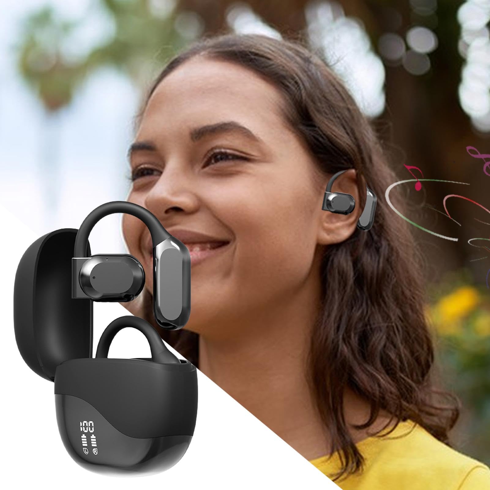 Cuffie a conduzione ossea | Cancellare le cuffie di chiamata | Auricolari wireless per tablet | Auricolari per l'apprendimento, auricolari a riduzione del rumore 6x6 cm/2,36x2,36 pollici per appre