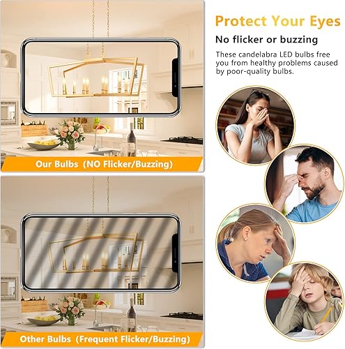 Vista 21 de MAXvolador Bombillas LED regulables E12 Classic Candelabro equivalente a 60 W, luz blanca diurna 5000 K, bombilla LED de 600 lm, bombillas de vela