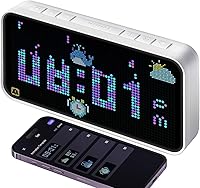 Dekala PixelRise Smart Alarm Clock: Pixel Art LED Display, Weather & Temp Animation, Loud Dual Alarms for Heavy Sleepers, WiFi App Control