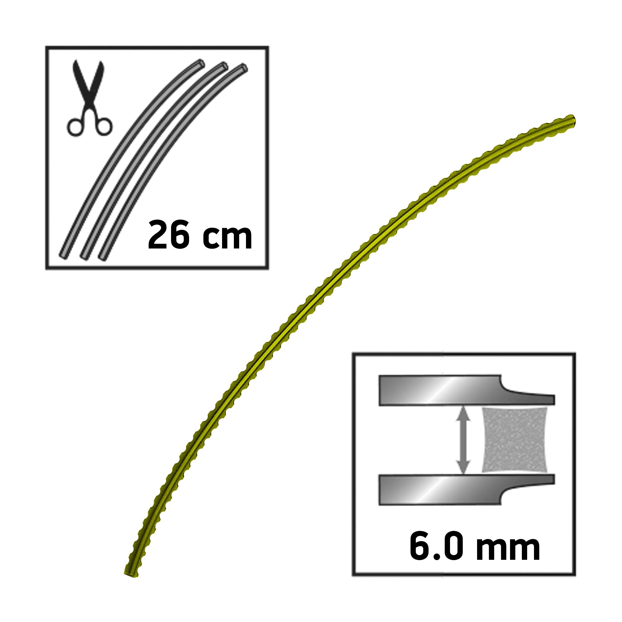 Oregon Hilo Dentado para Desbrozadora 6mm, Hierba, Maleza, Vegetación y más, Hilo de Nylon de Gran Resistencia, Compatible con la Mayoría de Modelos Estándar, 6.0mm x 26cm 205pcs (525243) - 4
