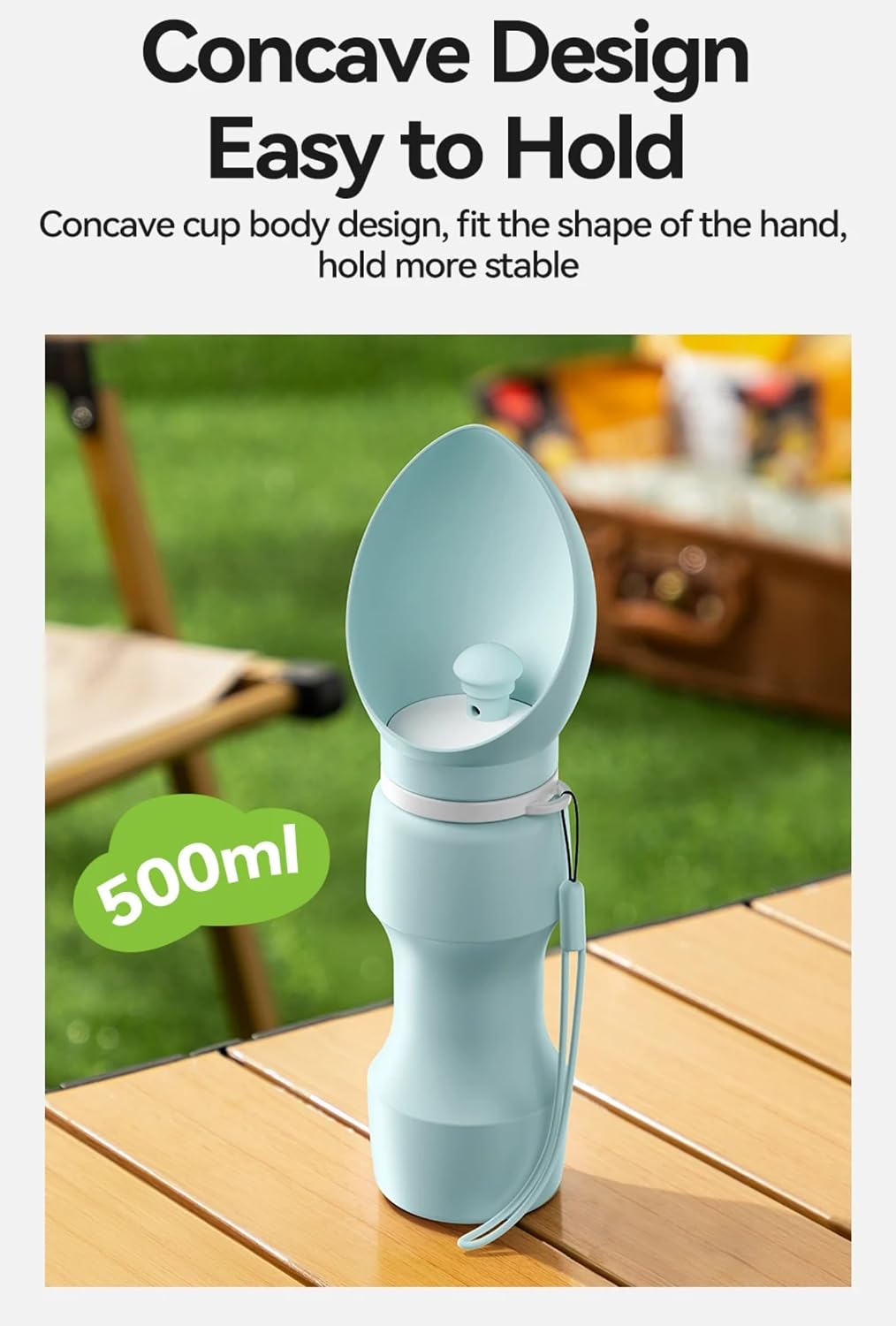 Pet Water Bottle for Dog Cat Qutdoor Walking Leakproof Water Mug Portable Soft Silicone Foldable Travel Drinking Bowl Cup (Green)