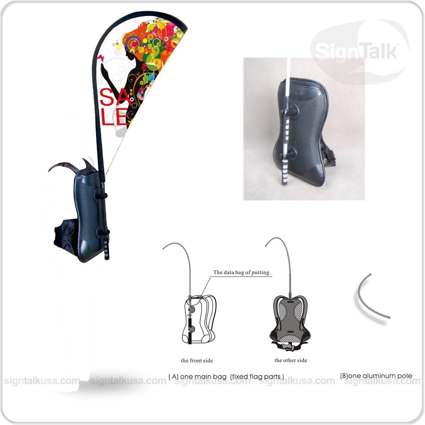Sign Talk Human Backpack Block / Teardrop Flag Banner (Teardrop Type)