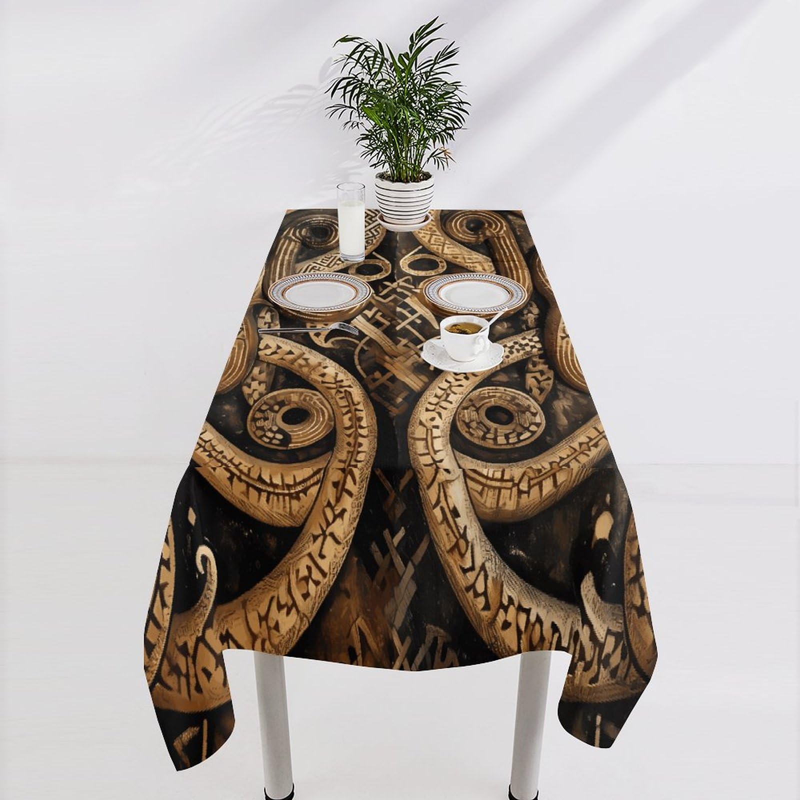 Nappe de table rectangulaire motif serpent lavable pour repas de Noël