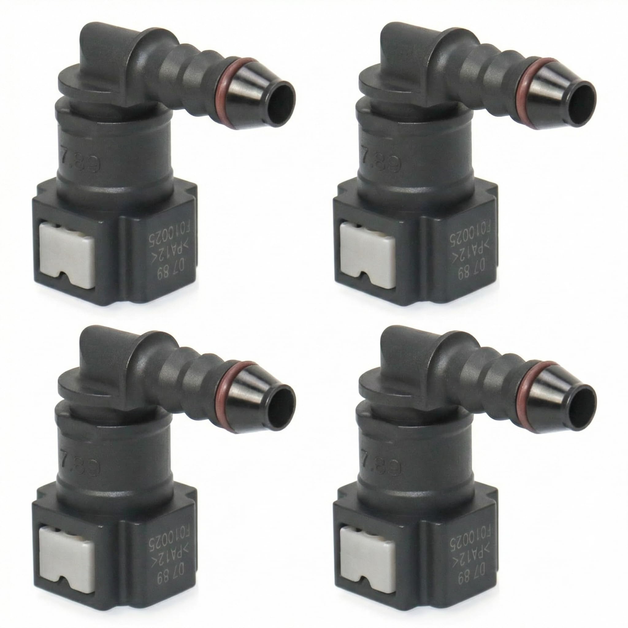 QWORK® Złącze przewodu paliwowego złącze węża, szybkozłącze 90 stopni, złącze plastikowe 7.89 mm ID6, 2 sztuki