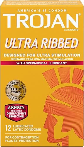 TROJAN Estimulations - Condones espermicidas ultra acanalados 12 unidades
