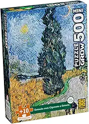 Quebra-Cabeça 500 Peças MINI - ESTRADA COM CIPRESTE E ESTRELA - VAN GOGH - Grow
