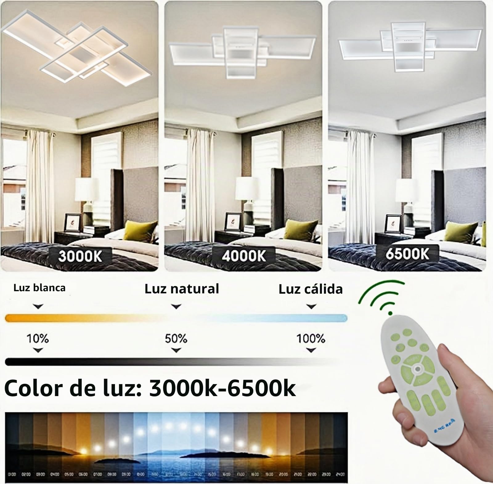 Plafon LED Techo Regulable Moderno,54W 5400LM Lámpara de Techo con Mando a Distancia/APP 3000K-6500K,Ceiling light,Adecuado para salones,dormitorios,balcones y comedores