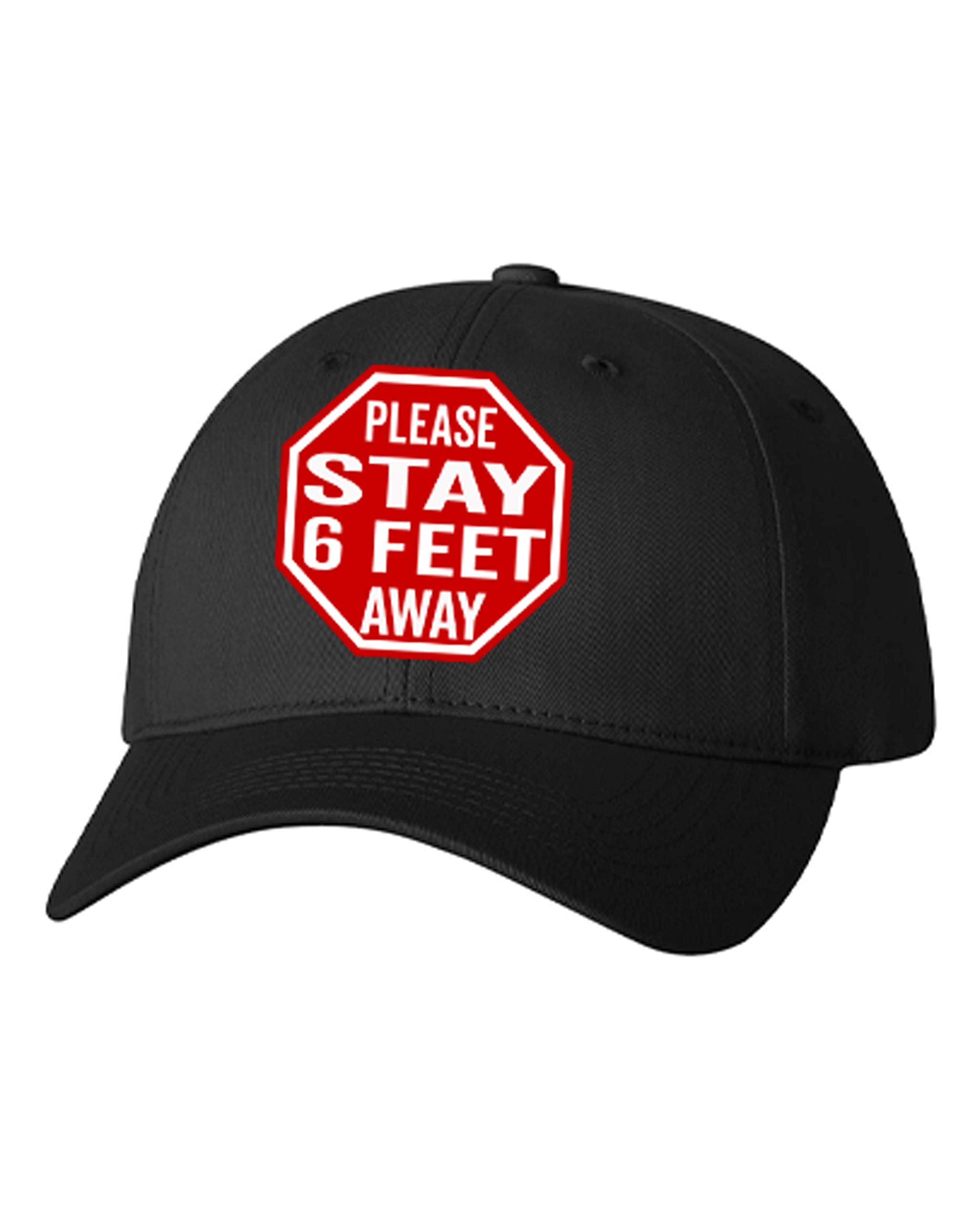 OneWayTshirts Social Distancing Stay 6 Feet Away Please Keep Your Distance Hat Running Cap (Black)