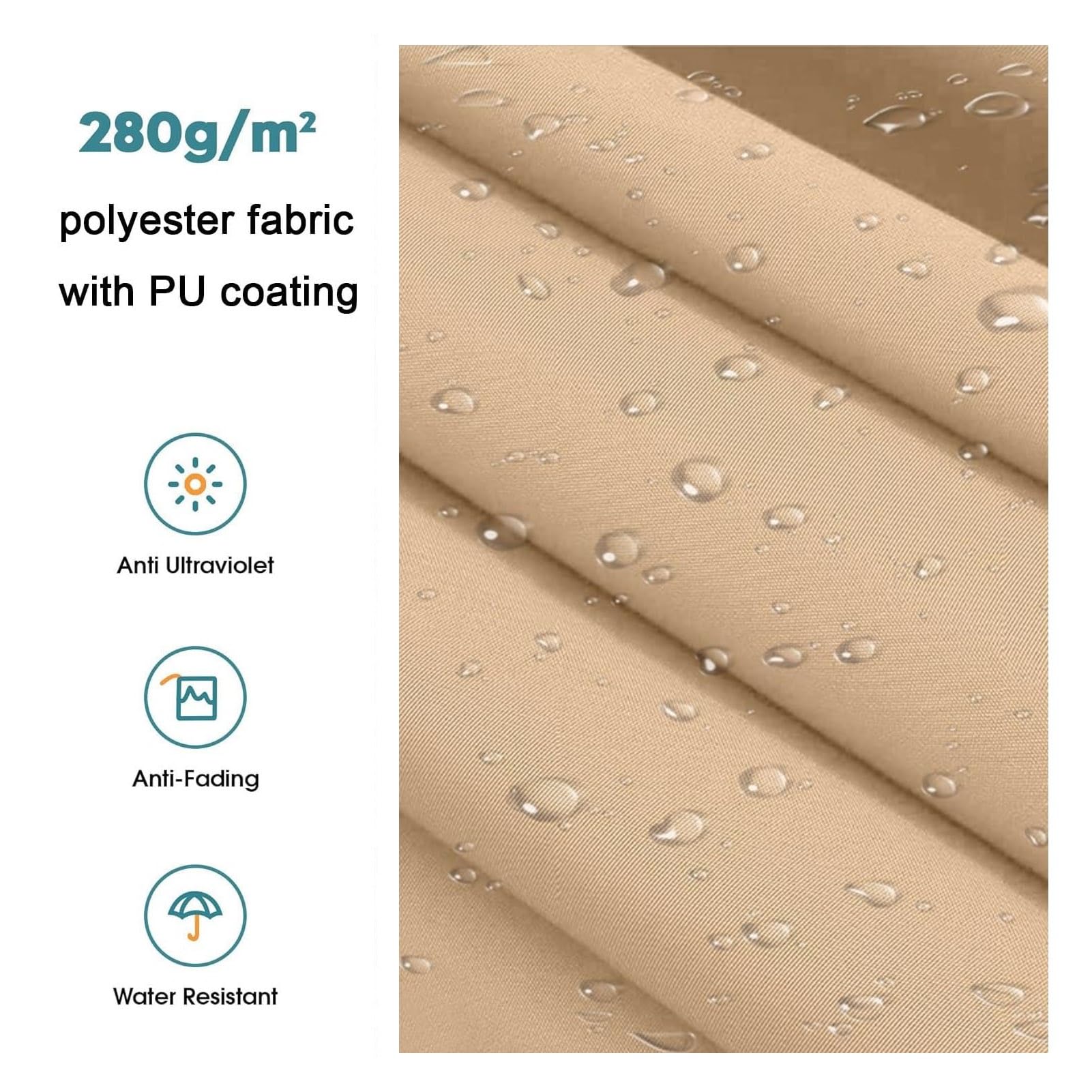 Tissu de rechange résistant aux UV pour pare-soleil d'extérieur en polyester 280 g Noir 365 x 300 cm