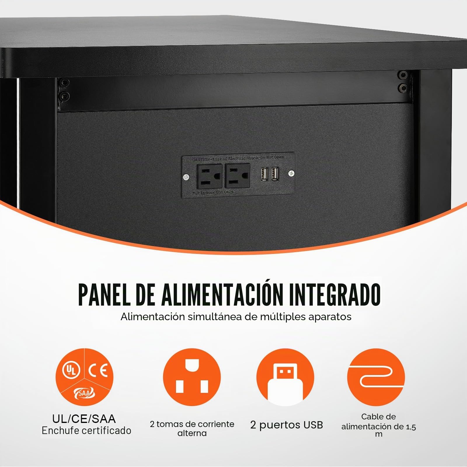 VEVOR Soporte para Acuario Carga de 284kg Mueble para Acuario 132x50x82cm de Acero y MDF Soporte para Tanque de Reptiles con Armario de Almacenamiento y Toma de corriente Integrada para Salón, Oficina