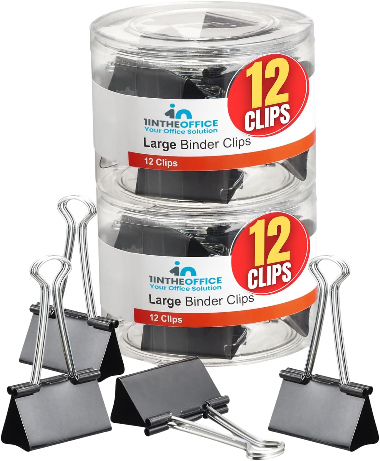 1InTheOffice バインダークリップ 大型 ペーパークランプ ペーパーバインダークリップ 容量1インチ メタル ブラック 2