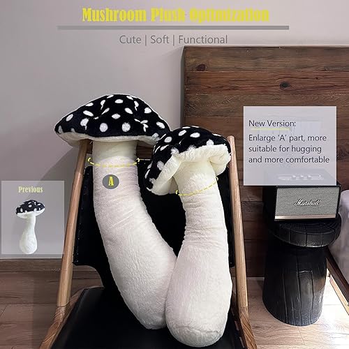 Miniatura 2 de Hofun4U Almohada de felpa de hongos Almohada larga de peluche en forma de hongo de 39 pulgadas Almohada rellena de hongos Elección de cumpleaños