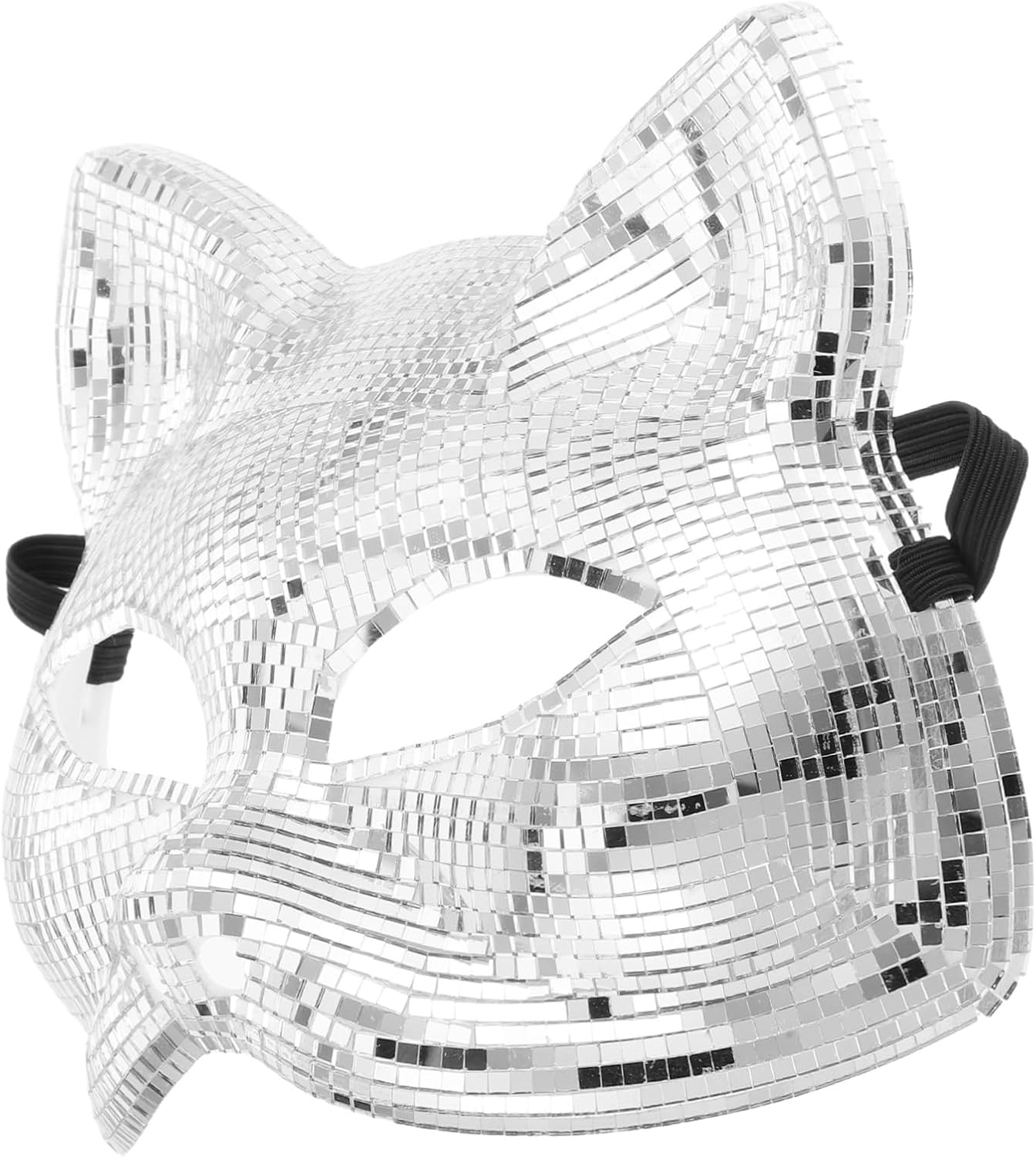 Unique Cat Shape Mask Disco Ball Cat Face Masquerade Cosplay Rhinestone Animal Mask for Women