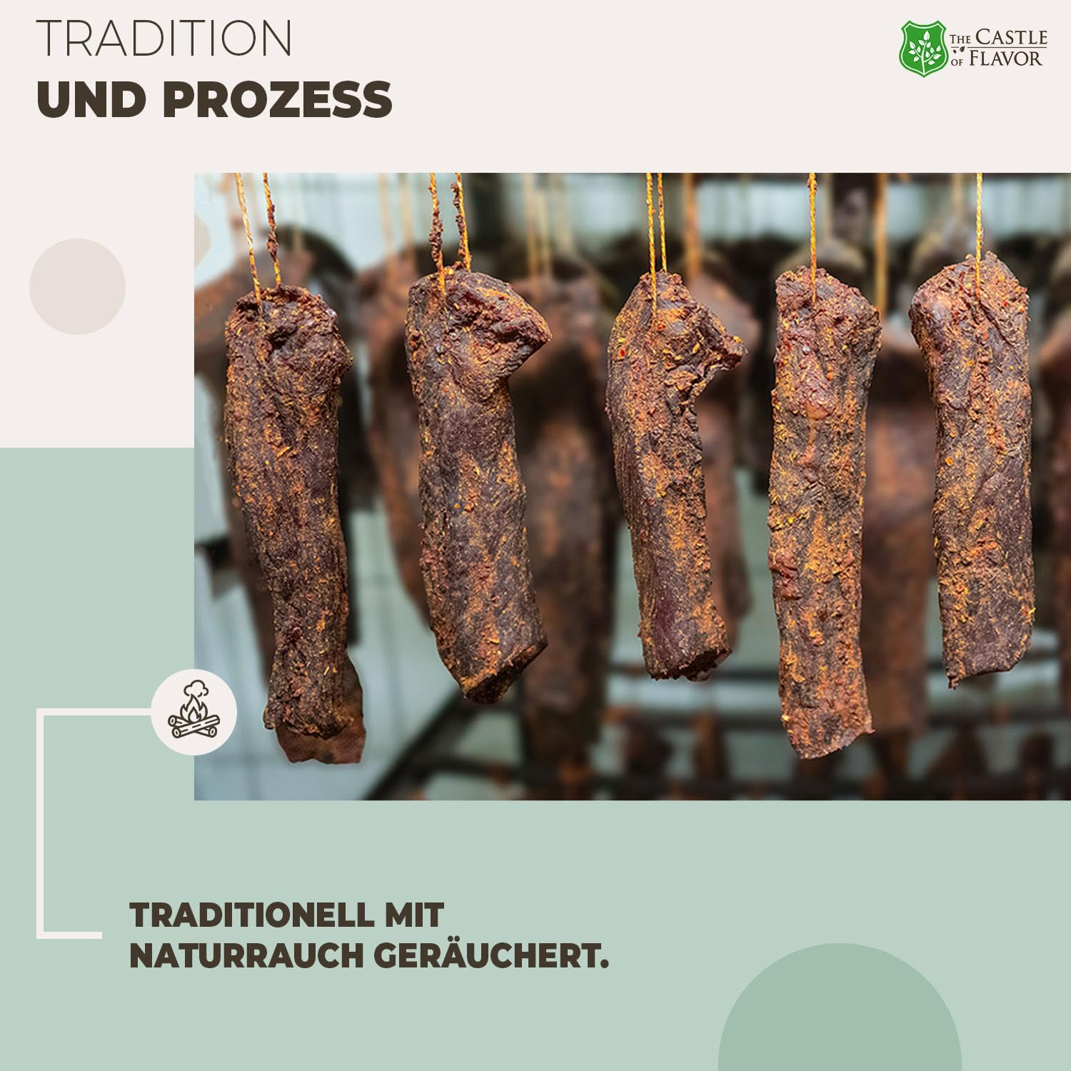 Geräucherter Speck – traditionell geräuchert und mit Kräutern verfeinert- Wurstwaren 400g - Trockenwurst - Rohwurst - Dauerwurst am Stück - Trockenfleisch - getrocknete Wurst Snack