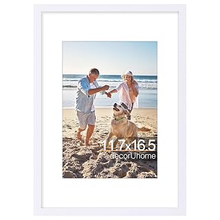 decorUhome A3 Picture Frame, Display Pictures 8.3x11.7 with Mat or 11.7x16.5 without Mat, Wall Mounting Photo Frame, White, 1 Pack - Amazon product rated Grade B