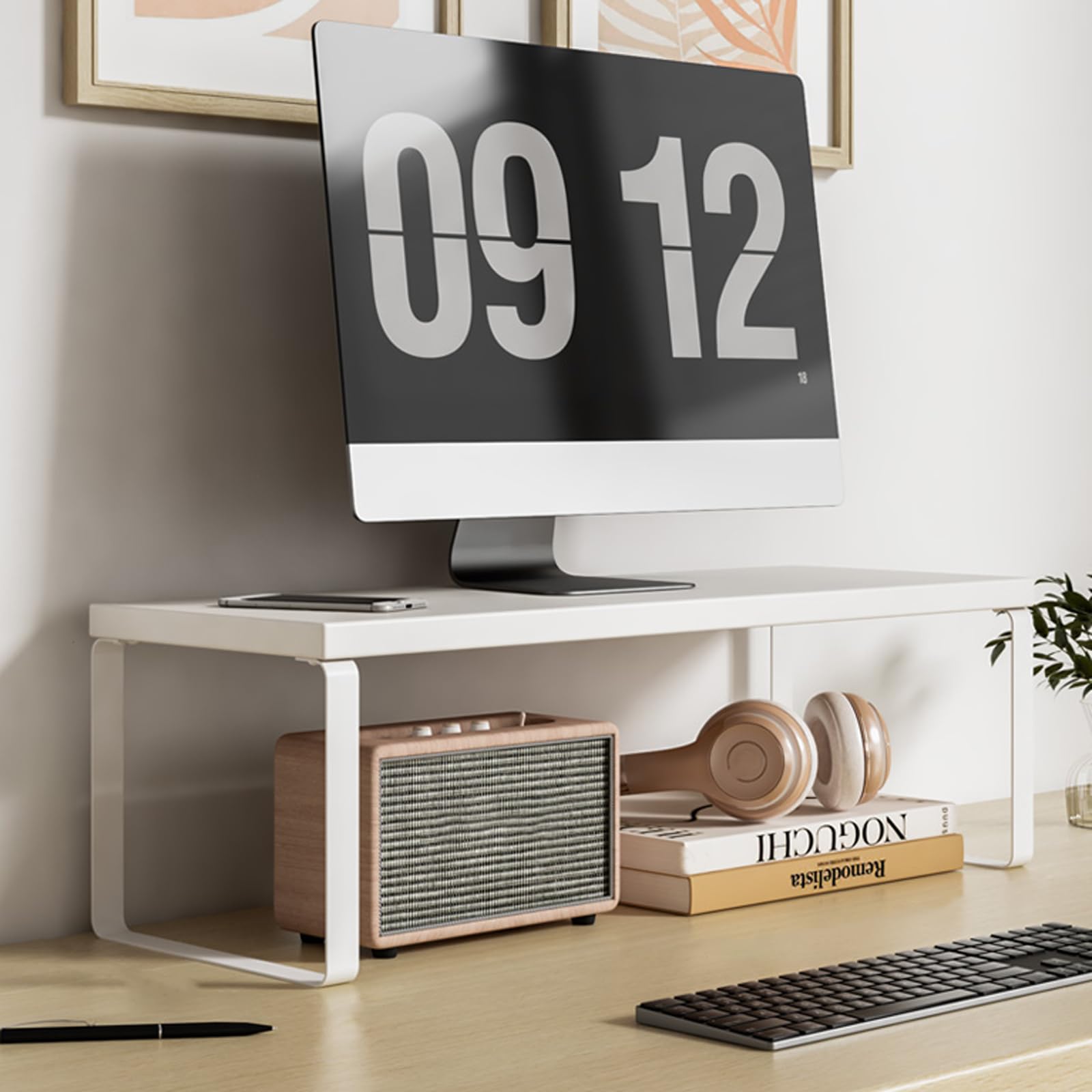 Onxyrbyte Monitor Stand,Monitor Stand Riser,Desktop Monitor Stand,Wooden Monitor Stand With Underneath Storage Screen Risers For Monitors,Monitor Heightening Storage Rack,Reduced Neck Strain