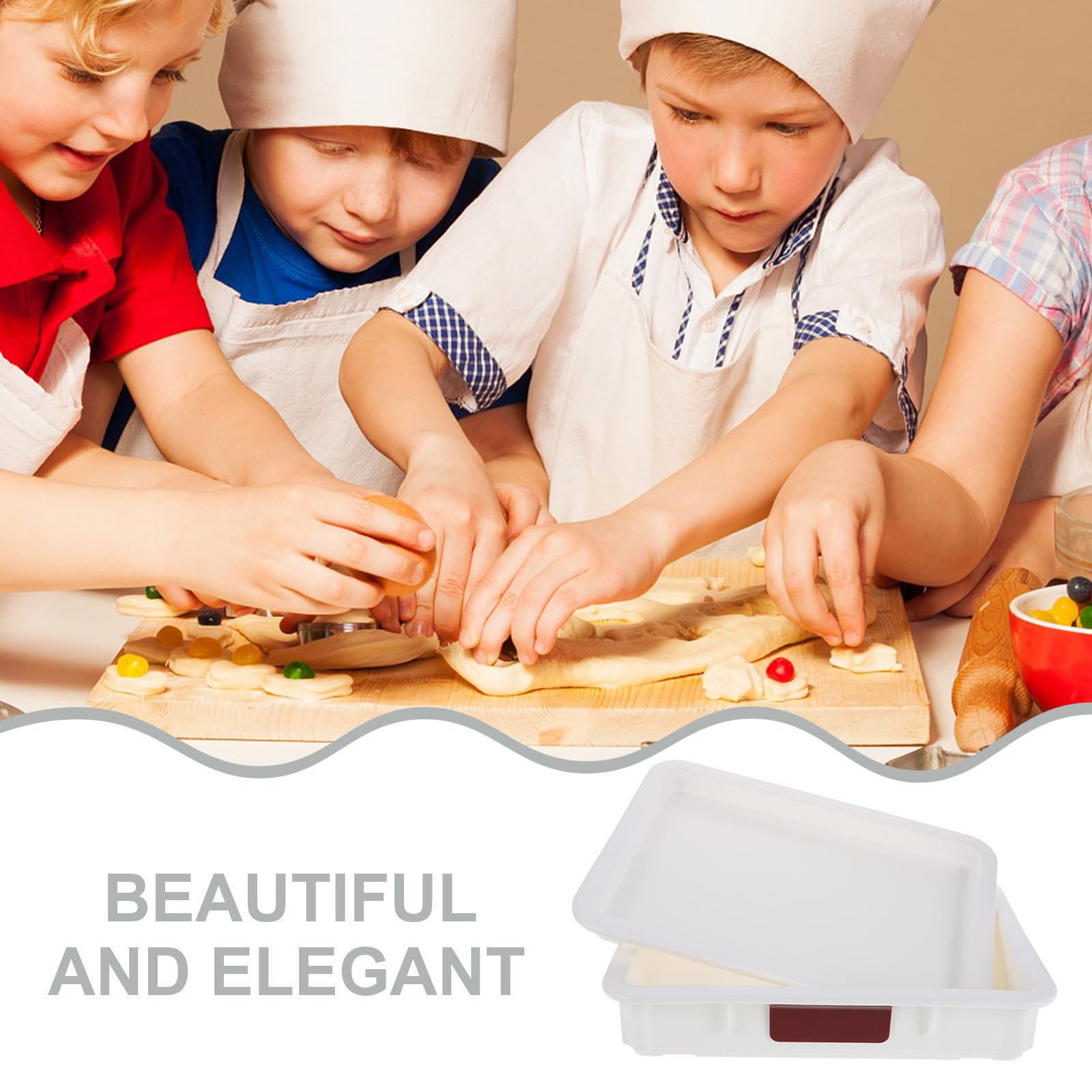 HOMSFOU Contenitore per Impasto Pizza, Bread Proofing Container, Plastico Bianco, Impilabile con Coperchio, per Refrigerazione e Conservazione in Cucina