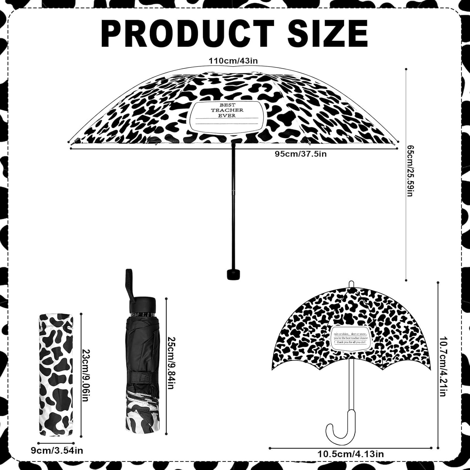 6 Pcs Teacher Appreciation Gifts for Women Men Include 3 Novelty Windproof Folding Umbrellas 3 Thank You Card Thank You Gifts for Kindergarten Daycare Teachers End of Year Retirement Birthday