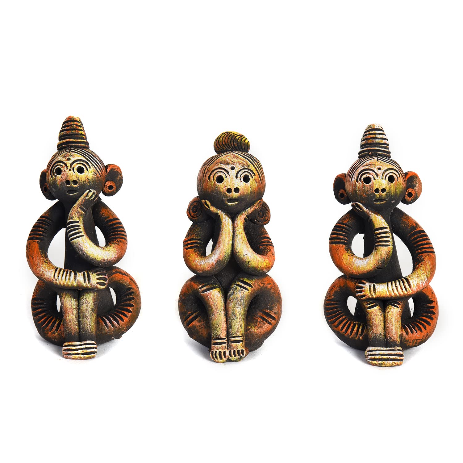 Orange  TEPA  PUTUL Art Three Sister's Set in Burnt Clay