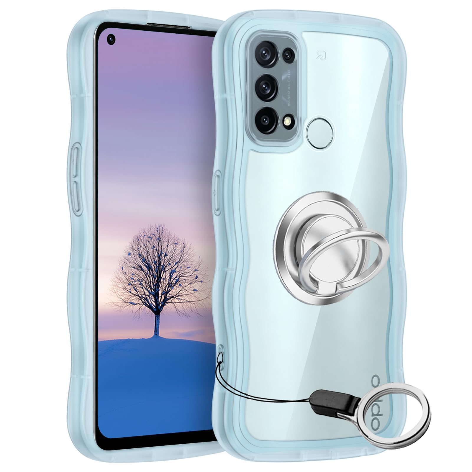 OPPO Reno5 A 5G 本体 ライトブルー ケース付き Amazon.co.jp: OPPO Reno5 A ケースブルー ウェーブ リング付き TPU