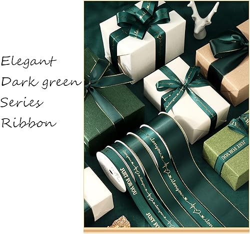 Miniatura 4 de VIVIQUEN Cinta de satén roja de doble cara con borde dorado, cinta continua de poliéster de 1 pulgada, 25 yardas, cinta ancha para envolver regalos,