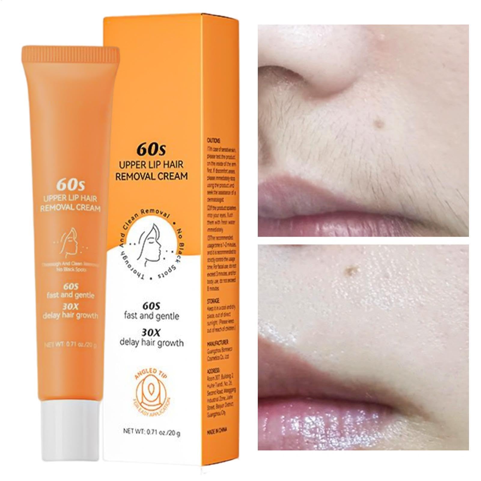 Crema de depilación facial, depilación del labio, crema de depilación eficaz sin dolor para la cara, trabajo rápido para cara, cejas, labio y barbilla, 20 g