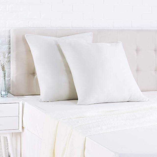 Amazon Basics Sateen Pillowcase - 65 x 65 cm x 2, Bright Grey
