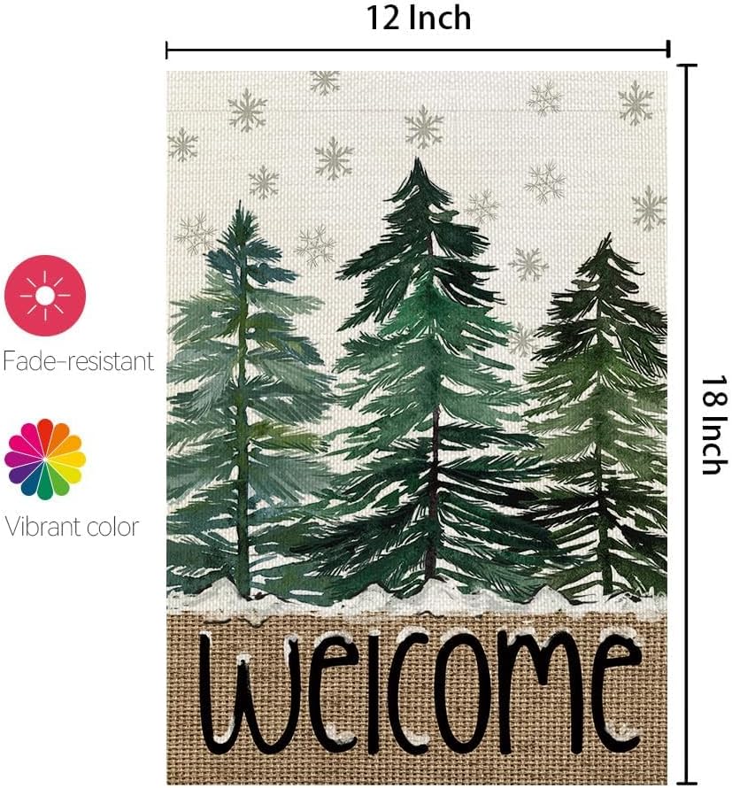 CROWNED BEAUTY Christmas Winter Garden Flag 12x18 Inch Double Sided for Outside Snowflakes Pine Trees Welcome Small Yard Decoration - Image 4