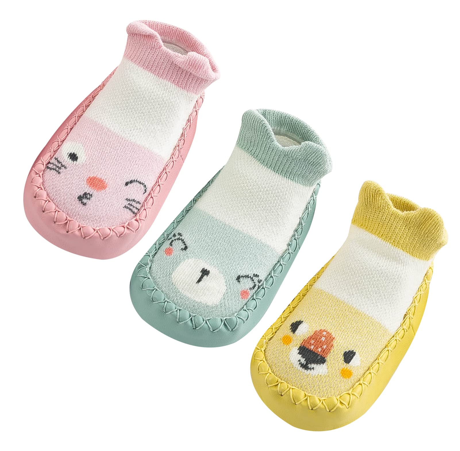 AIEOE3 Pairs Baby Cotton Shoes Socks Anti-slip Cartoon Socks