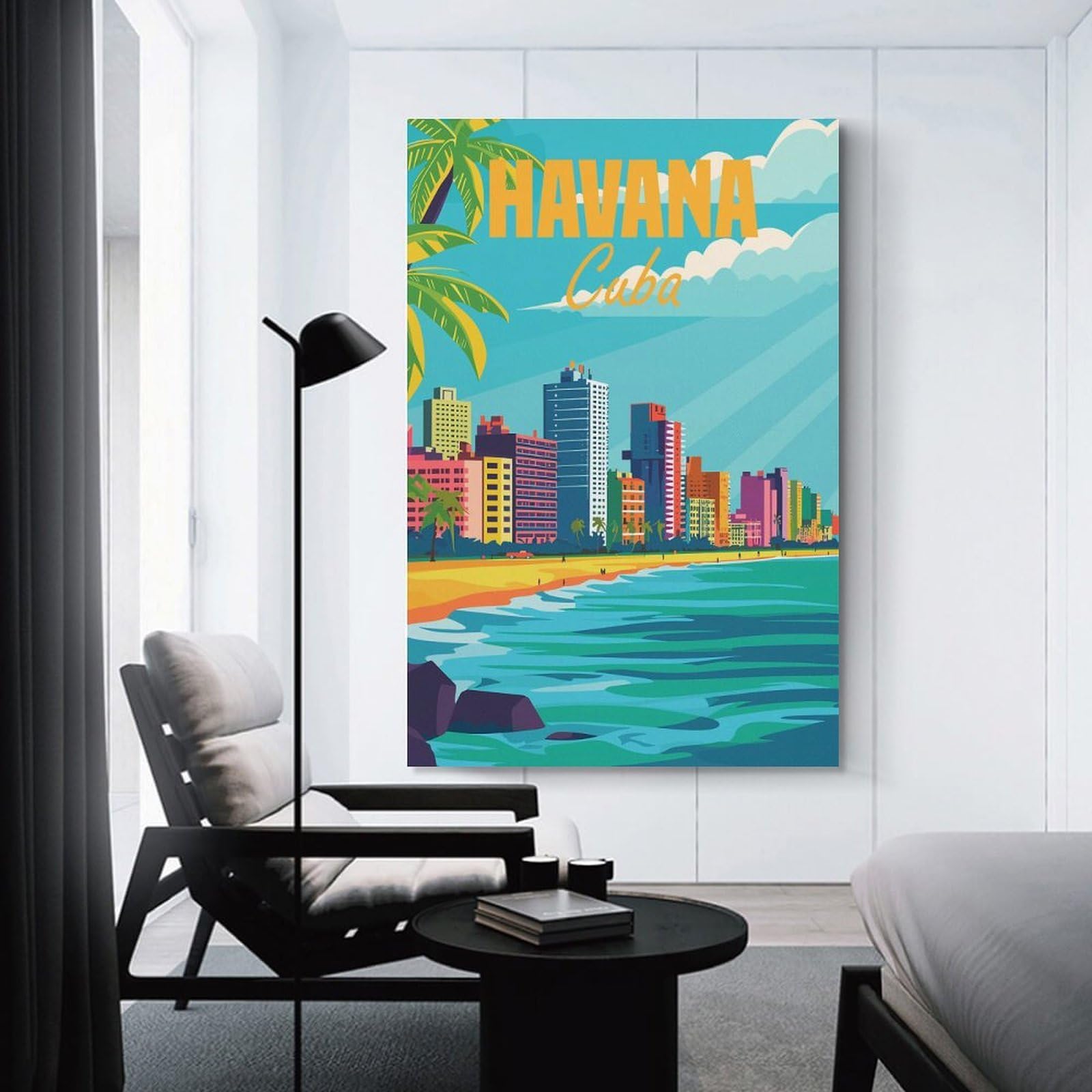 Junmoney Havana Cuba Minimal Room Decor Wall Art 20x30inch(50x75cm), for Corridors, Hallways Or Apartment Entries, Decorative Wall Art for Narrow Spaces