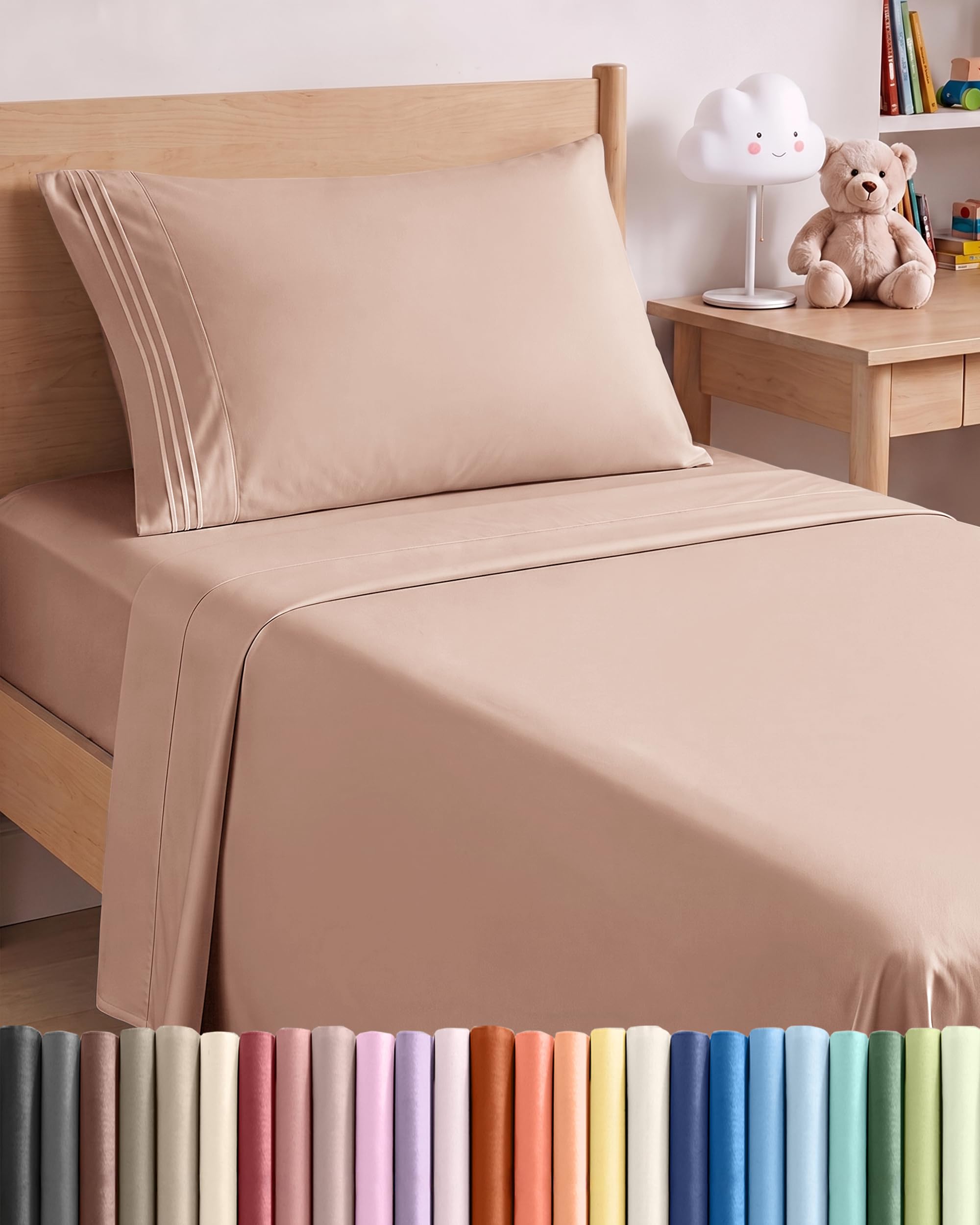 Twin Size 3 Piece Sheet Set - Comfy Breathable &amp; Cooling Sheets - Mauve