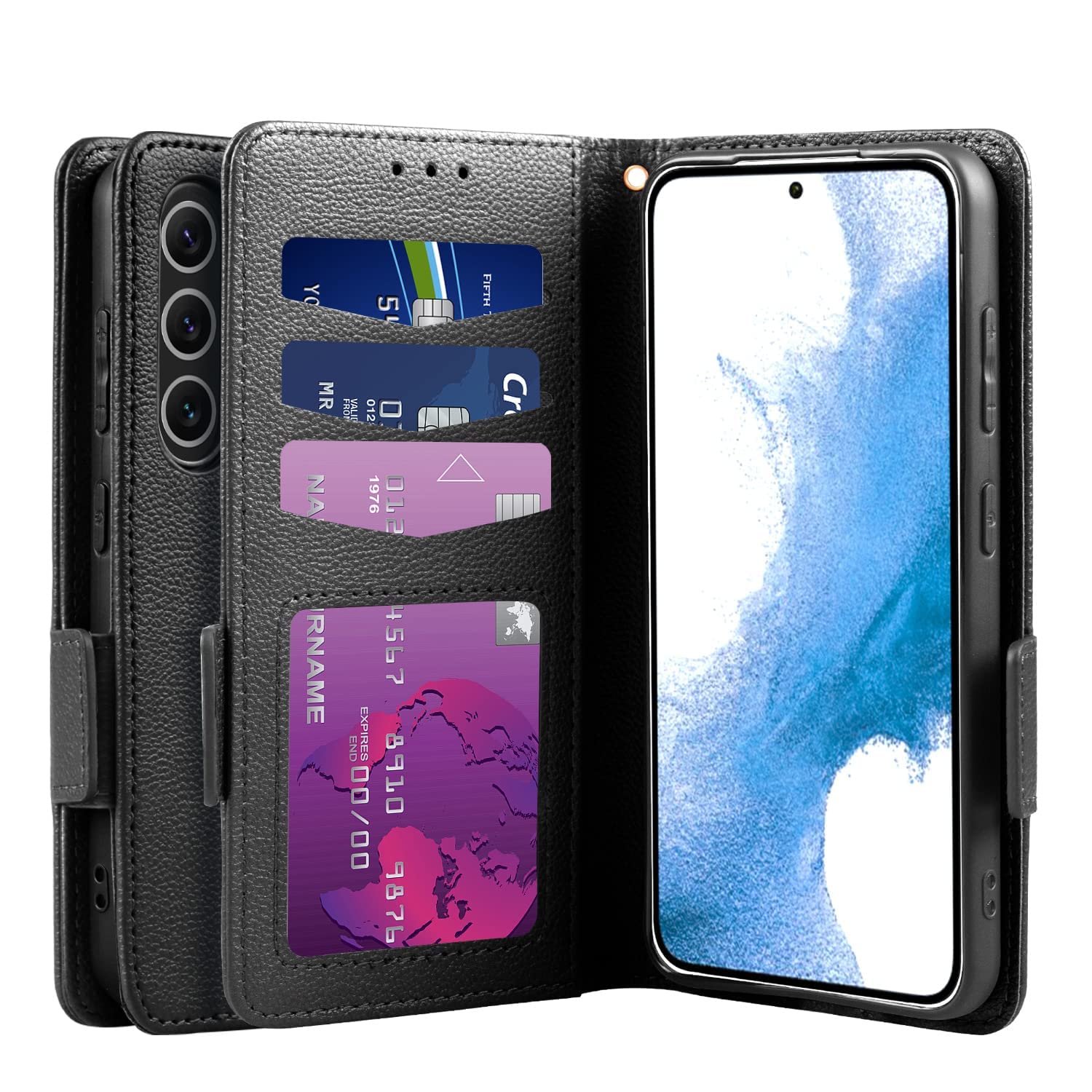 Elegant Choise for Galaxy S23 Plus Case, S23 Plus 5G Case Wallet for Men Women, PU Leather Magnetic Flip Folio Case with 3 Card Slots Kickstand Phone Cover for S23 Plus 2023 (S23 Plus-Black)