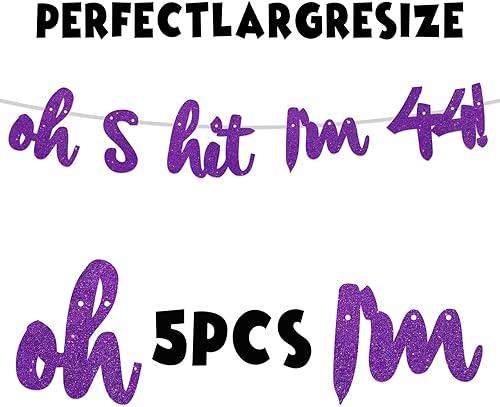 Miniatura 10 de Oh S*it I'm 78! - Fondo de pancarta con purpurina púrpura Hello 78 Cheers to 78 años de edad, decoración temática para niños y niñas, suministros de