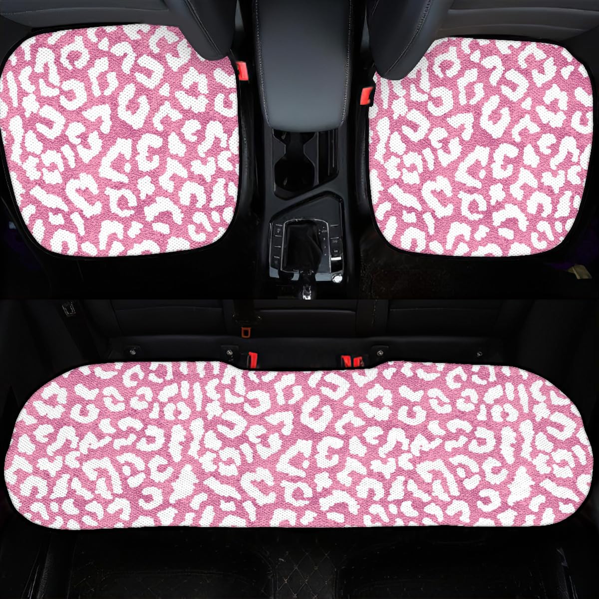 Amazon.co.jp: カーシートクッション 3枚組 ピンクのヒョウ柄 車用