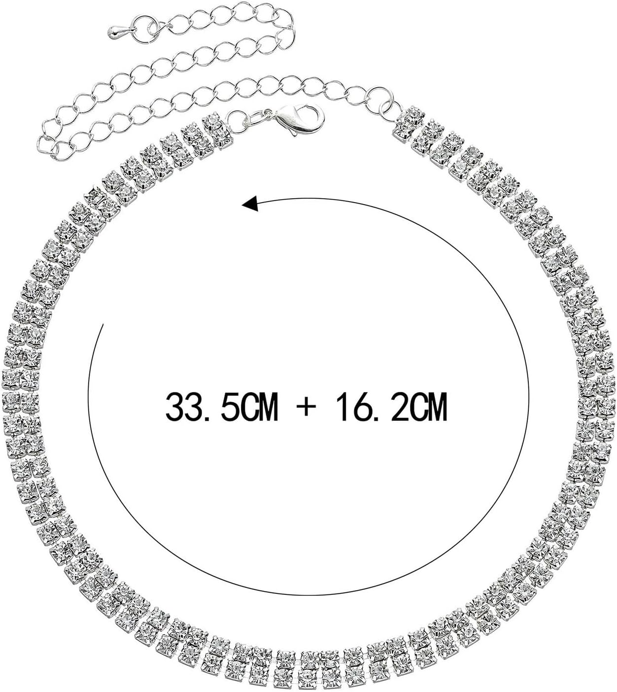 Rhinestone Choker Necklace 2 Row Rhinestone Choker - Image 7