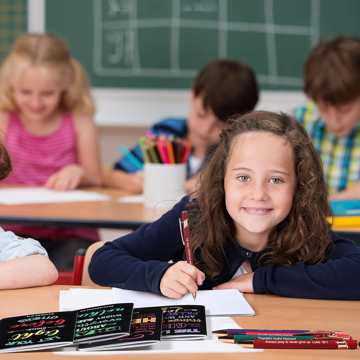 Funrous 32 Pcs Motivational Quote Pens Inspirational Notepads Mini Journal with Ballpoint Pen Small Notebooks Gift Set for Men Women Coworkers, Adult Party Favors Christmas Prizes Gift(Dark) - Image 4